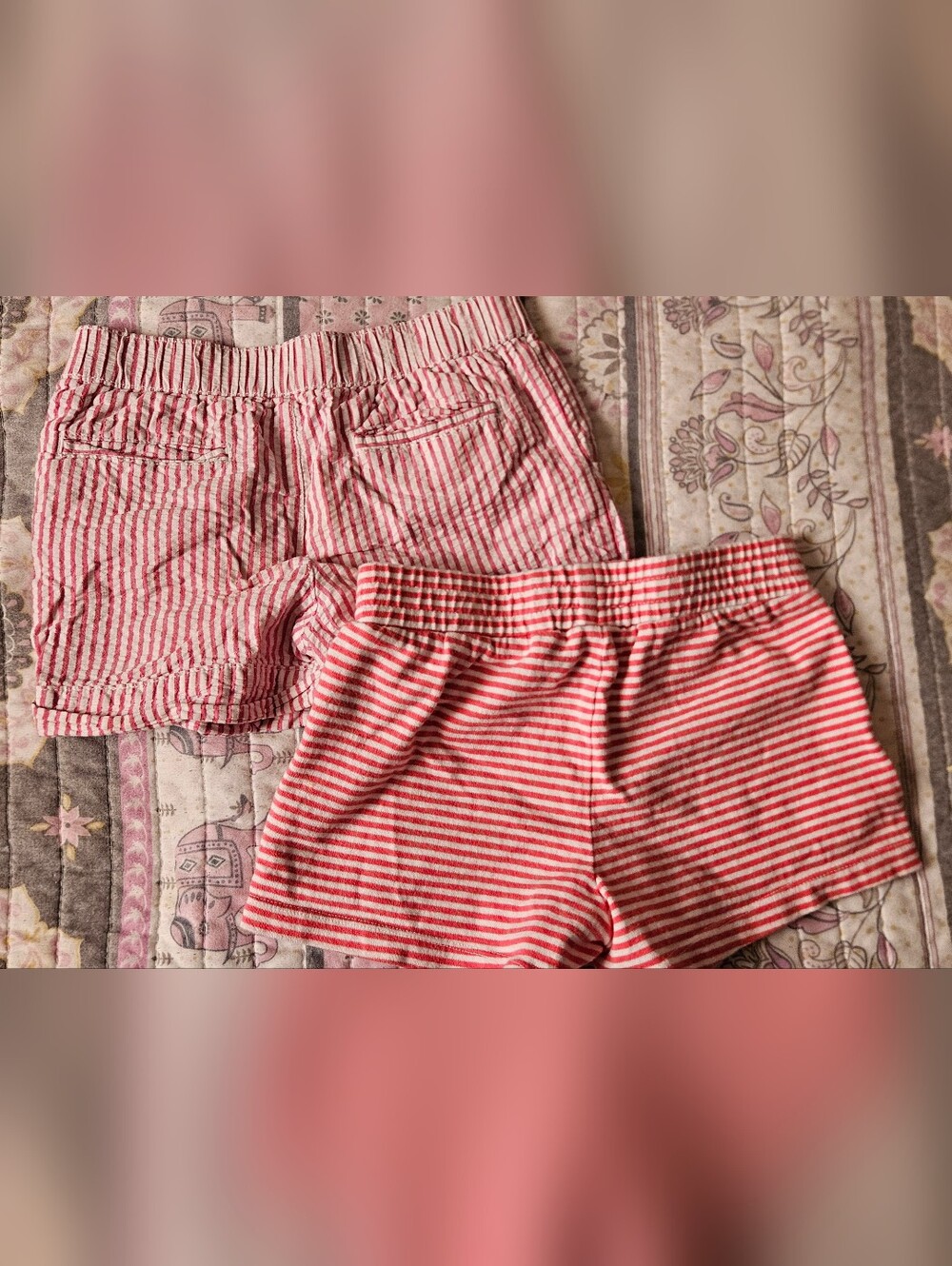Gymboree 2 Pair Pink and White Striped Girls' Shorts Size 6 - Picture 5 of 7